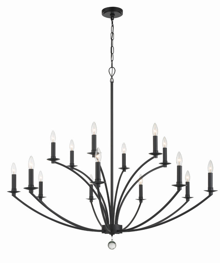 Mila 15 Light Black Chandelier Crystorama