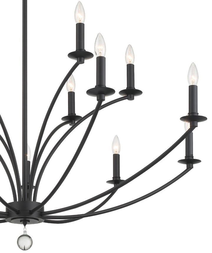 Mila 15 Light Black Chandelier Crystorama