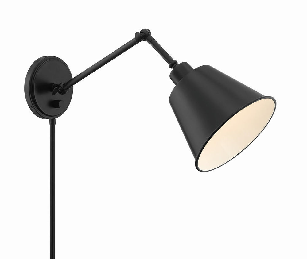 Mitchell 1 Light Matte Black Task Sconce Crystorama