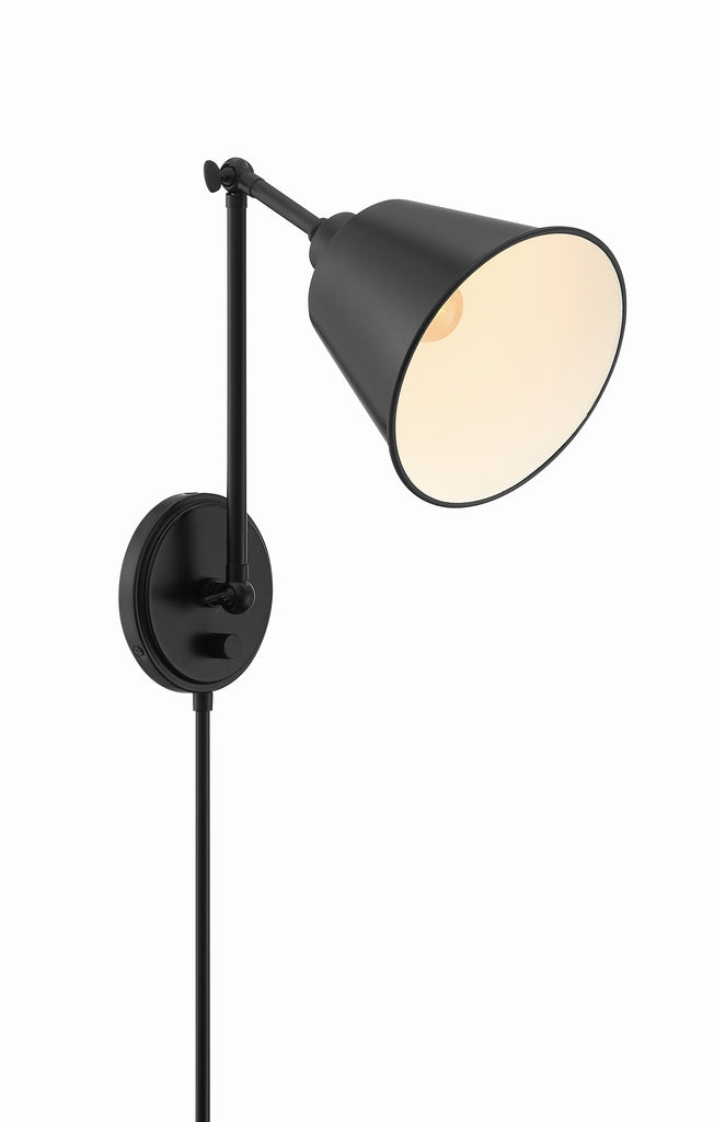 Mitchell 1 Light Matte Black Task Sconce Crystorama