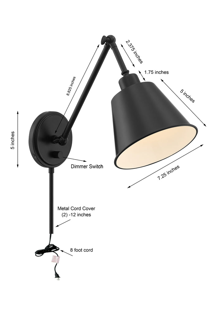 Mitchell 1 Light Matte Black Task Sconce Crystorama