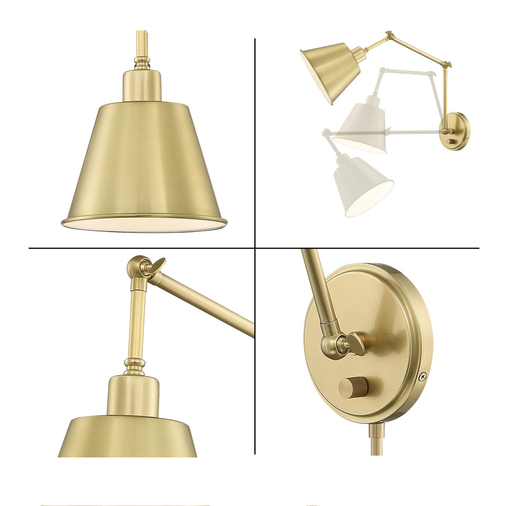 Mitchell 1 Light Aged Brass Task Sconce Crystorama