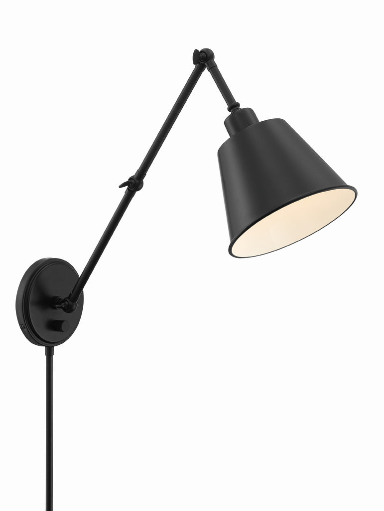 Mitchell 1 Light Matte Black Task Sconce Crystorama