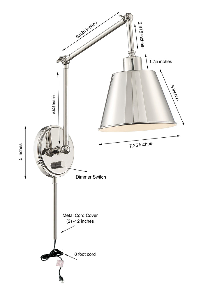 Mitchell 1 Light Polished Nickel Task Sconce Crystorama