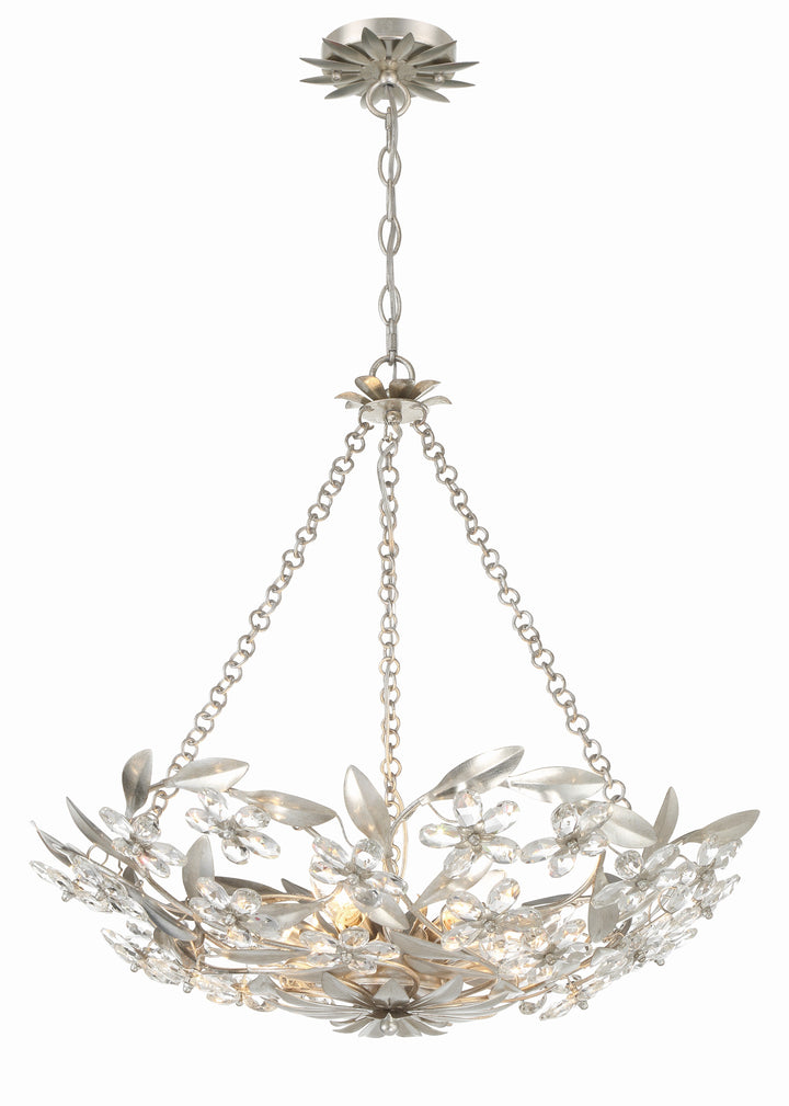 Marselle 6 Light Antique Silver Chandelier Crystorama