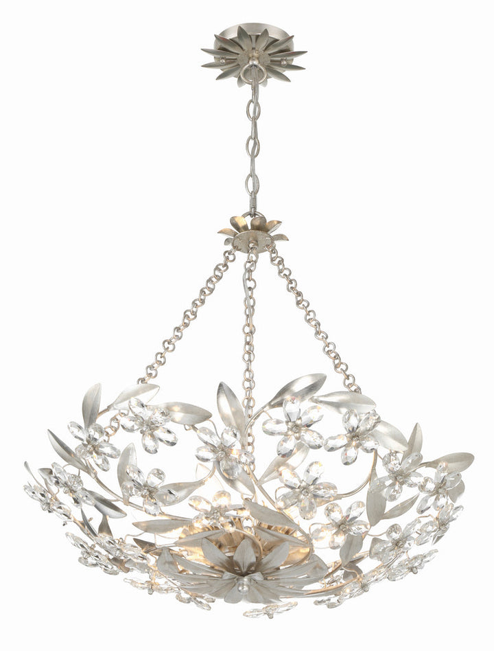 Marselle 6 Light Antique Silver Chandelier Crystorama