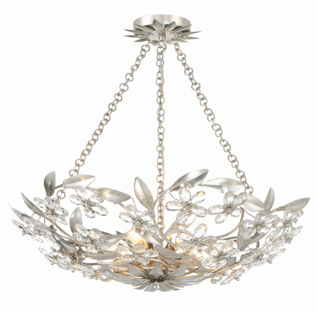 Marselle 6 Light Antique Silver Chandelier Crystorama