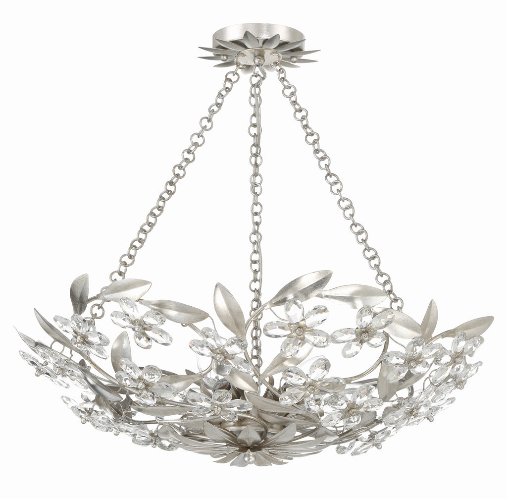 Marselle 6 Light Antique Silver Chandelier Crystorama