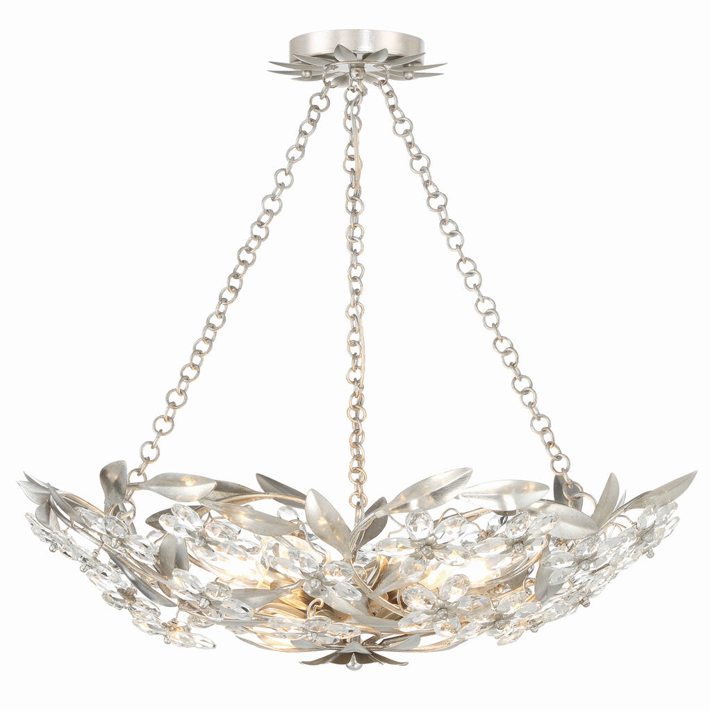 Marselle 6 Light Antique Silver Chandelier Crystorama