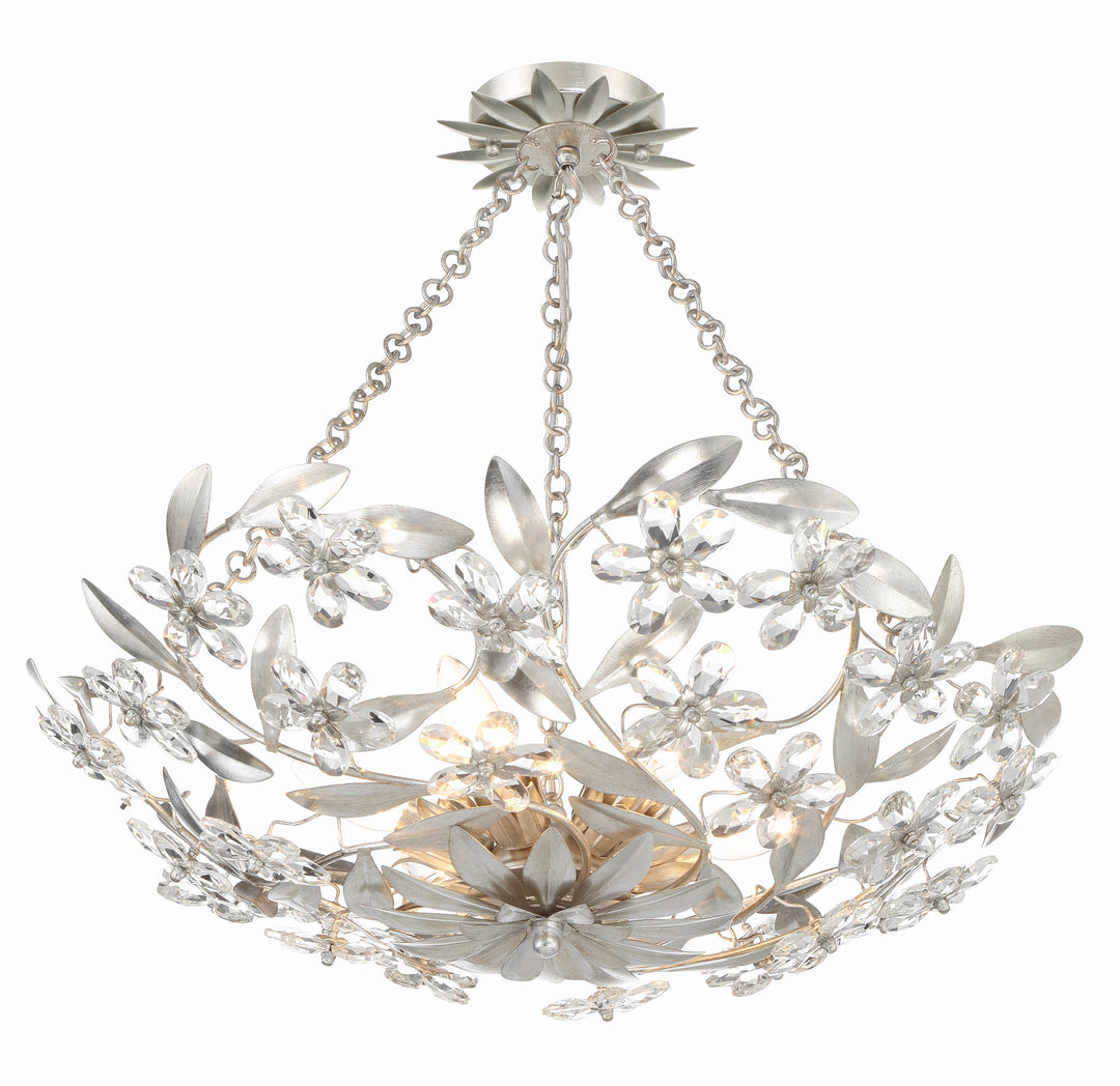 Crystorama Crystorama Marselle 6 Light Antique Silver Semi Flush Mount