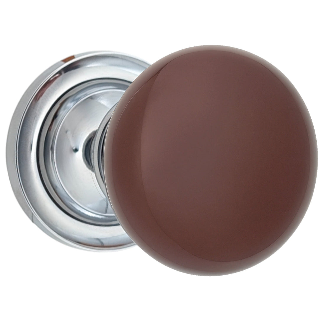 Magnifique® Classic Door Set with Brown Porcelain Knobs (Several Finishes Available)