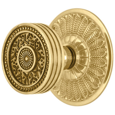 Feather Rosette Door Set with Rice Pattern Door Knobs (Several Finishes Available)