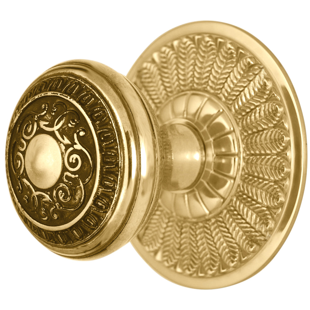 Feather Rosette Door Set with Egg & Dart Door Knobs (Several Finishes Available)