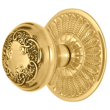 Feather Rosette Door Set with Floral Leaf Door Knobs (Several Finishes Available)