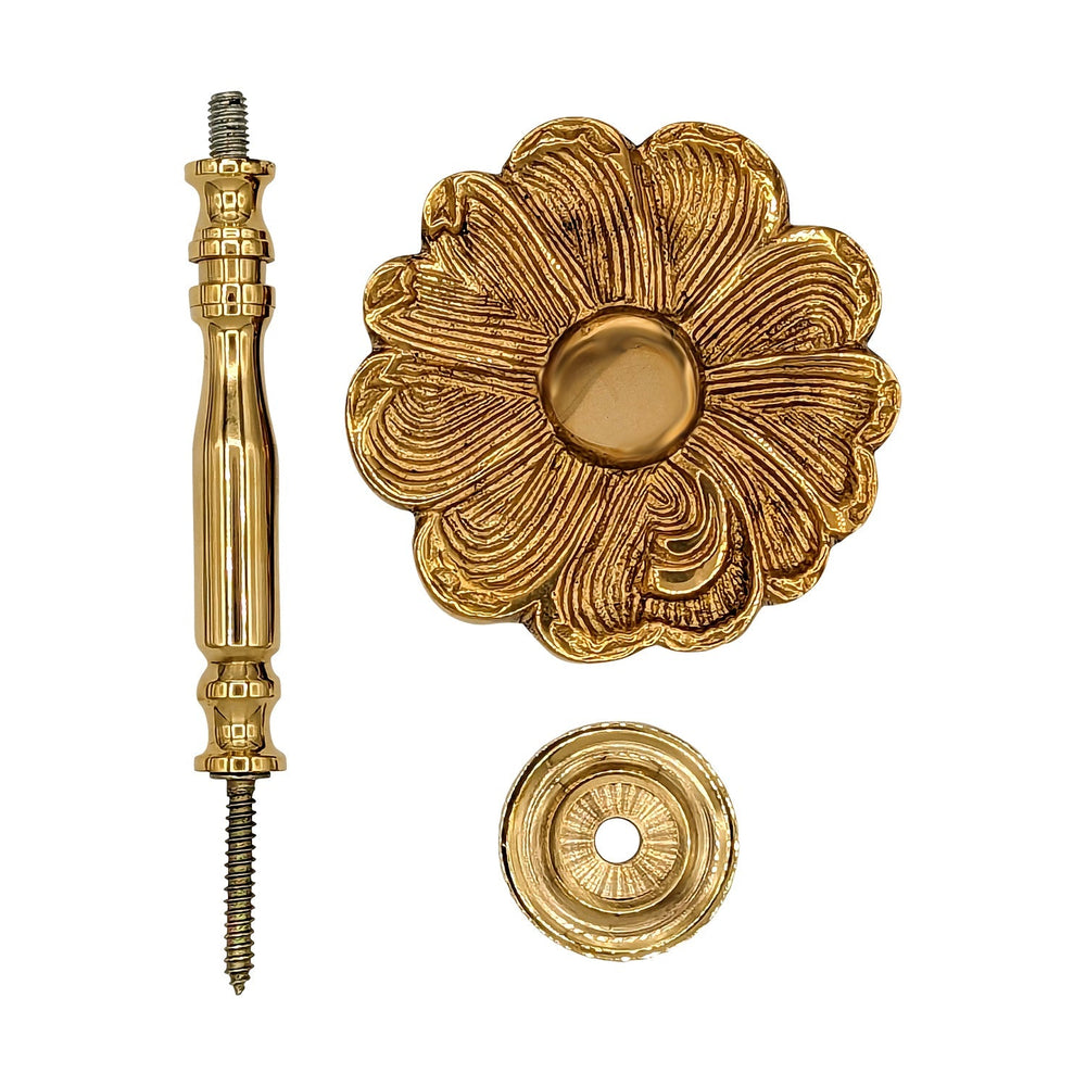 3 Inch Solid Brass Floral Curtain Tie Back (Polished Brass Finish) COPPER MOUNTAIN HARDWARE