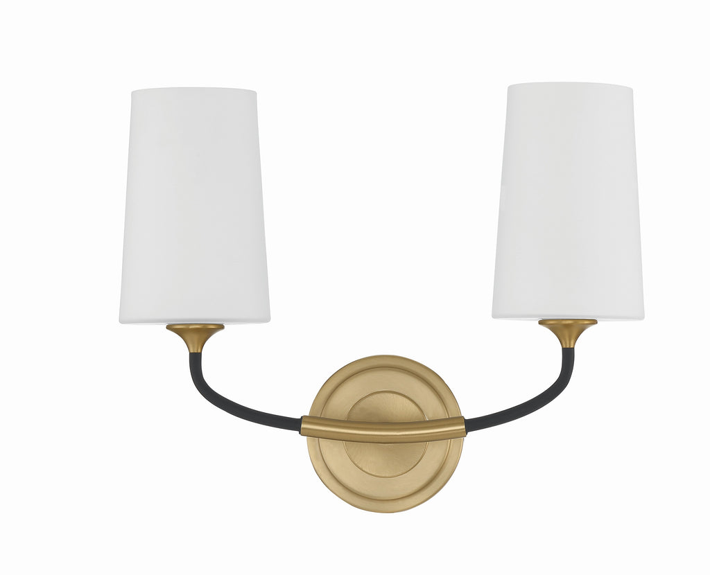 Niles 2 Light Black Forged + Modern Gold Sconce Crystorama