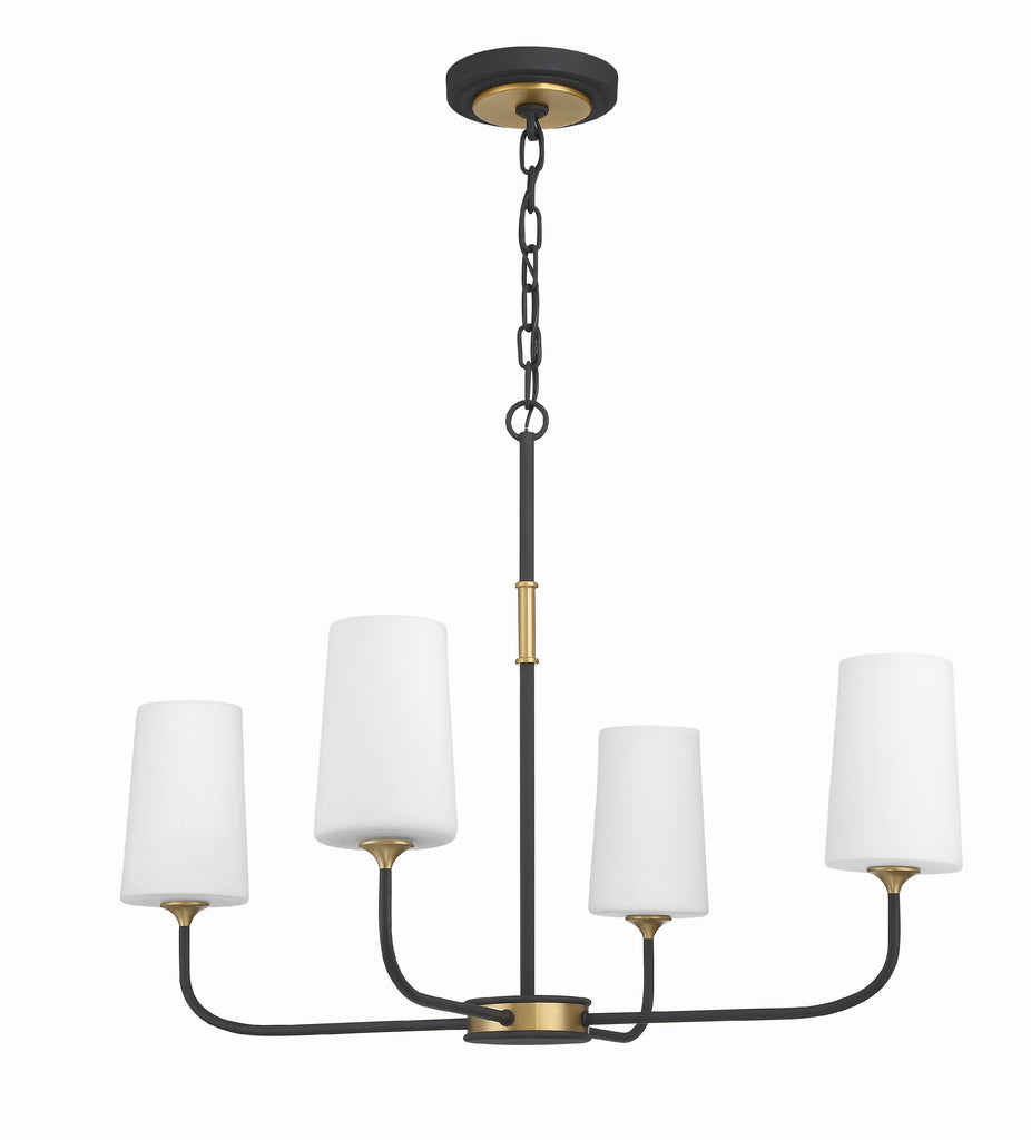 Niles 4 Light Black Forged + Modern Gold Chandelier Crystorama