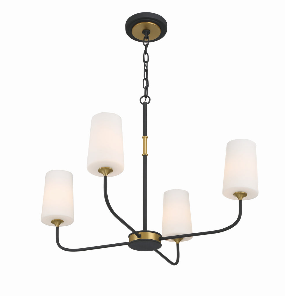 Niles 4 Light Black Forged + Modern Gold Chandelier Crystorama