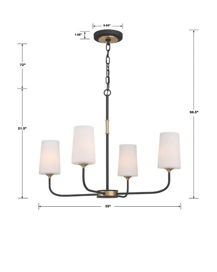 Niles 4 Light Black Forged + Modern Gold Chandelier Crystorama