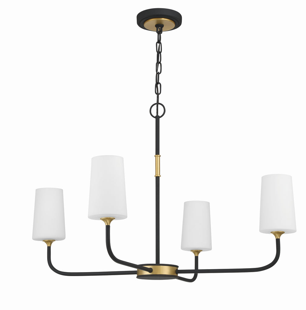 Niles 4 Light Black Forged + Modern Gold Chandelier Crystorama