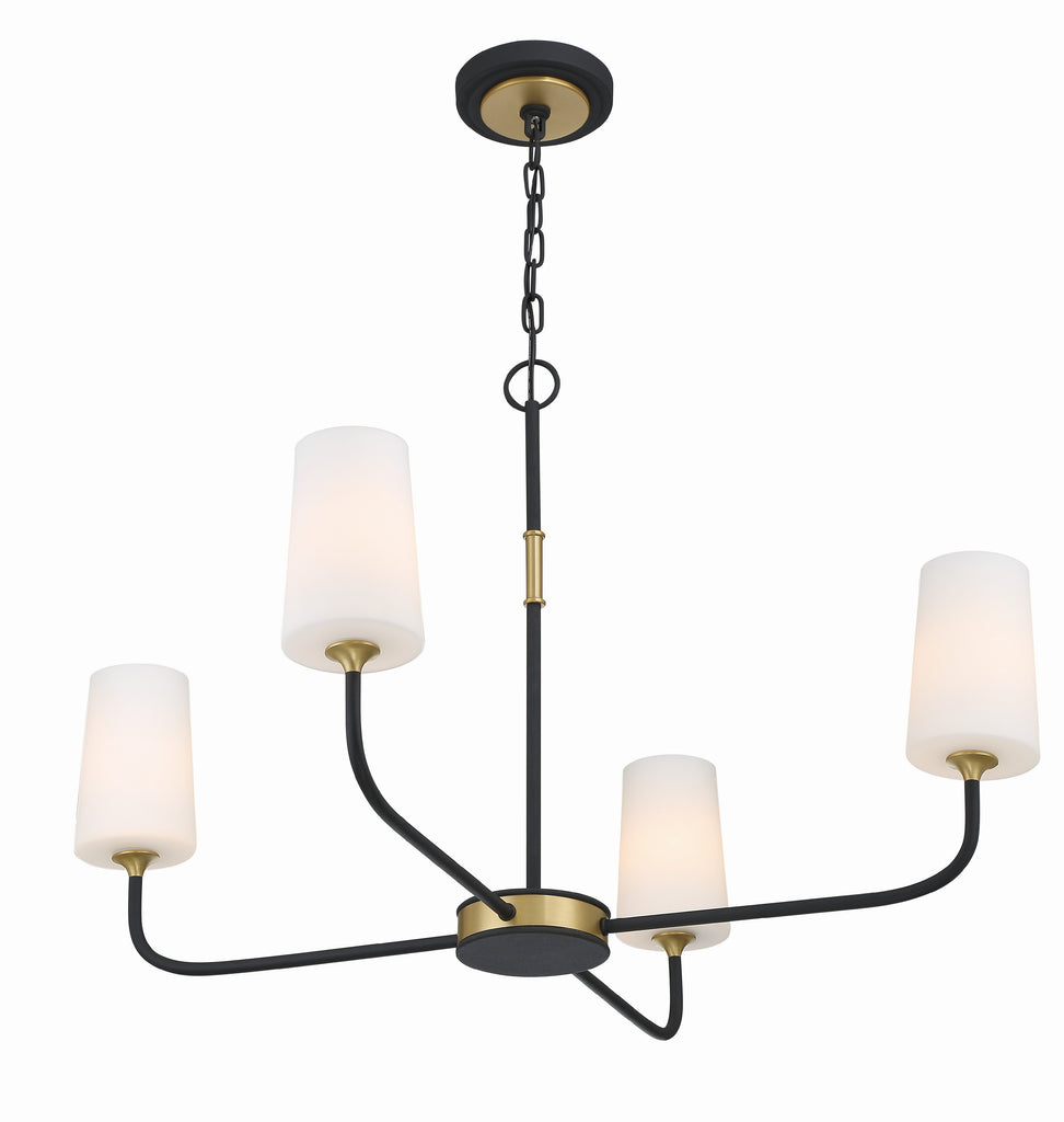 Niles 4 Light Black Forged + Modern Gold Chandelier Crystorama