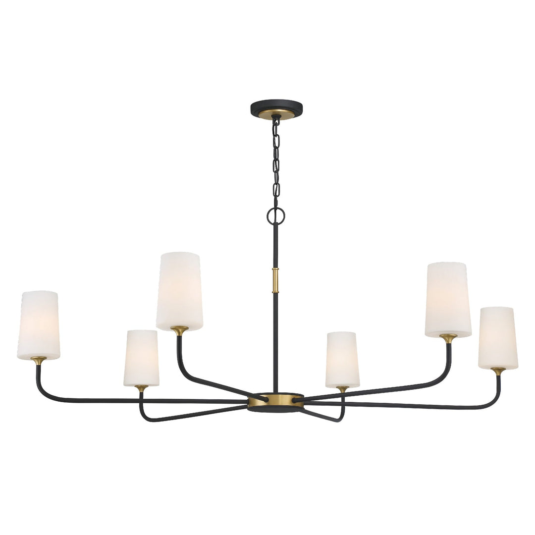 Niles 6 Light Black Forged + Modern Gold Chandelier Crystorama