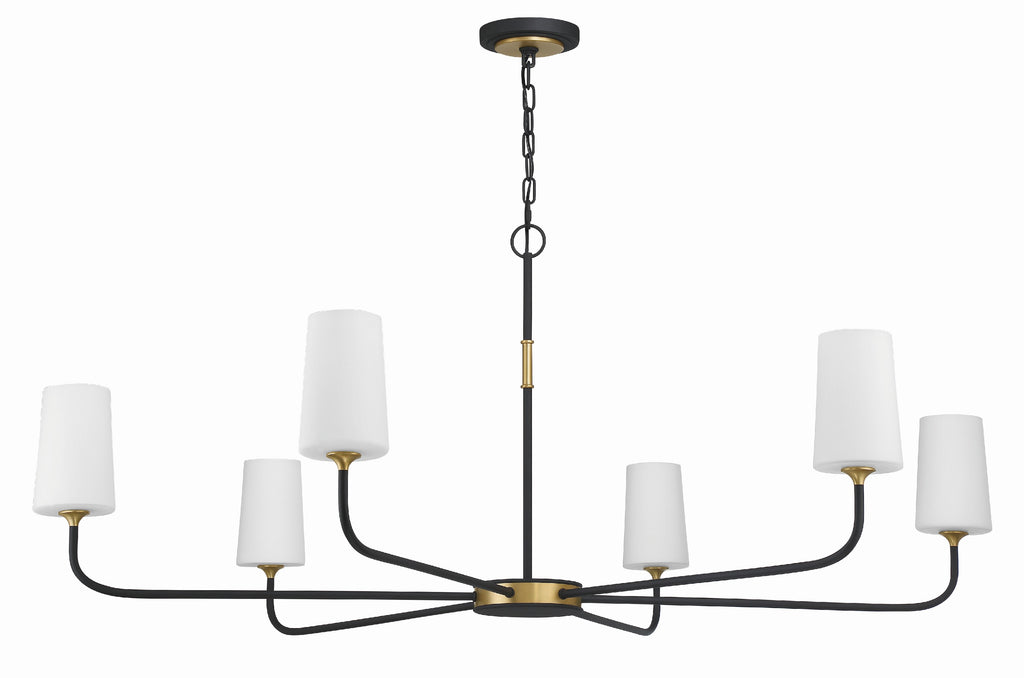 Niles 6 Light Black Forged + Modern Gold Chandelier Crystorama