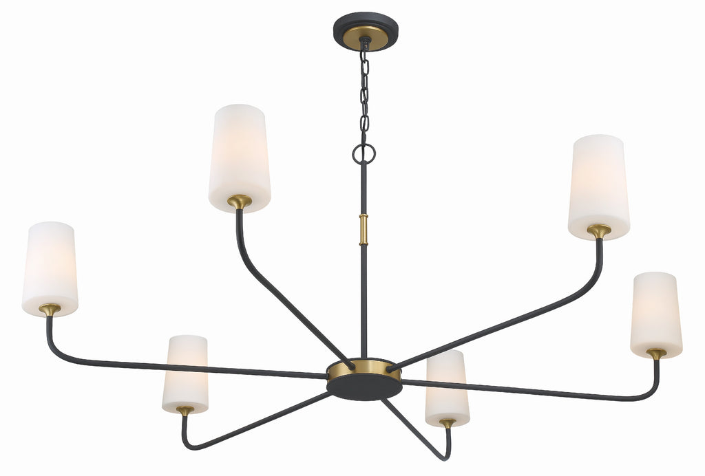 Niles 6 Light Black Forged + Modern Gold Chandelier Crystorama