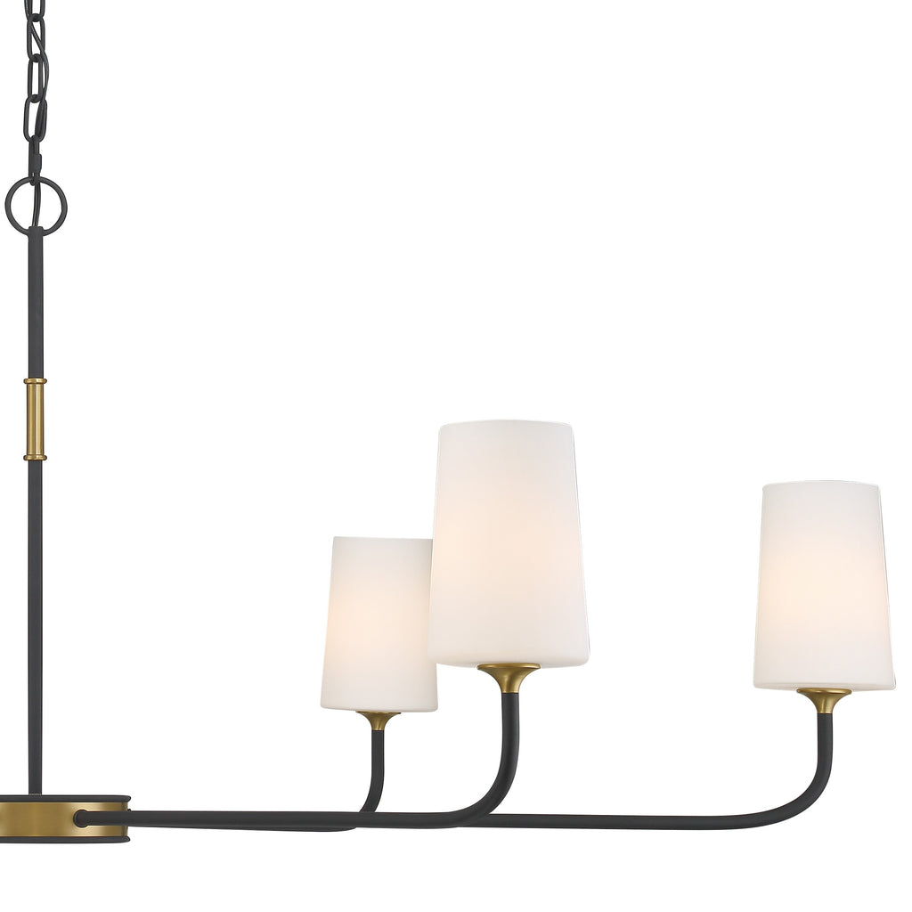 Niles 6 Light Black Forged + Modern Gold Chandelier Crystorama