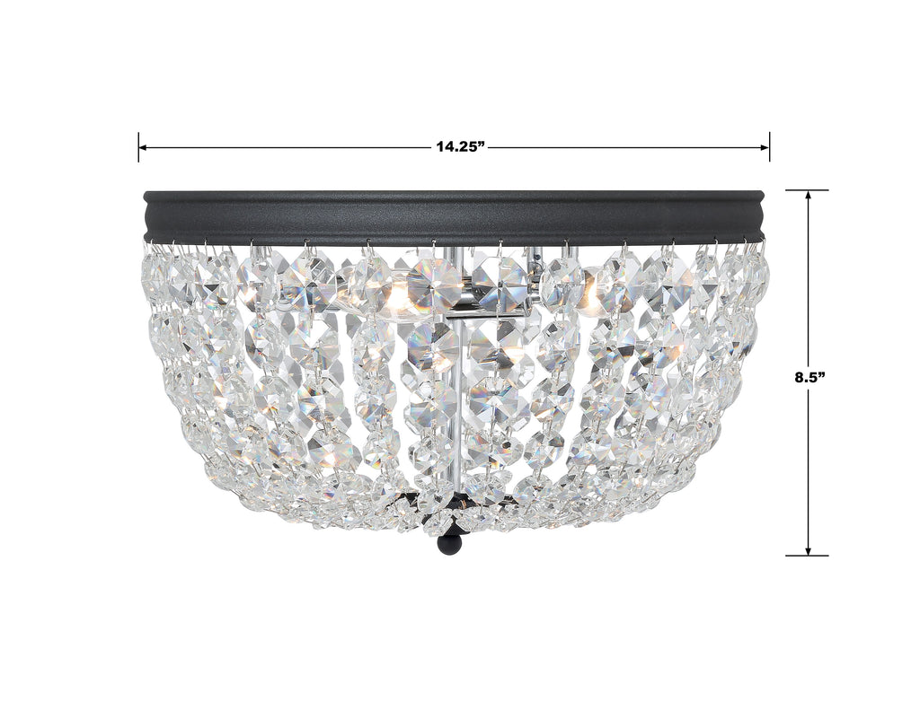 Crystorama Crystorama Nola 3 Light Black Forged Flush Mount