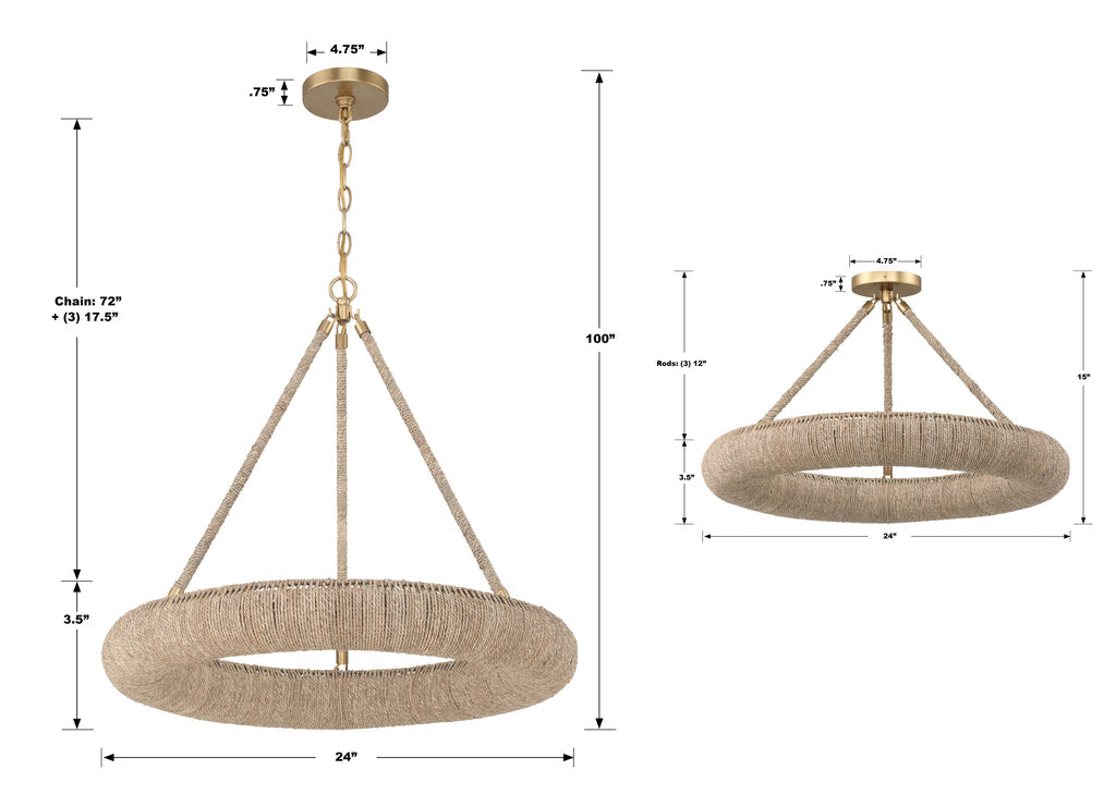 Oakley Integrated LED Soft Gold Chandelier Crystorama