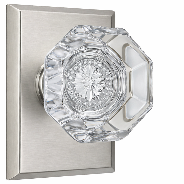 Magnifique® Rectangular Door Set with Crystal Octagon Knobs (Several Finishes Available)