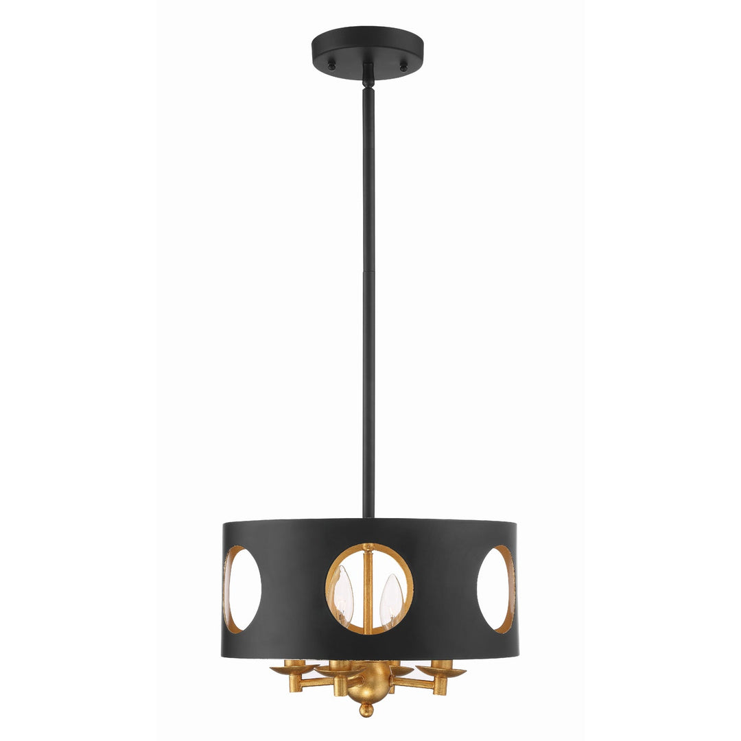 Odelle 4 Light Black + Antique Gold Mini Chandelier Crystorama