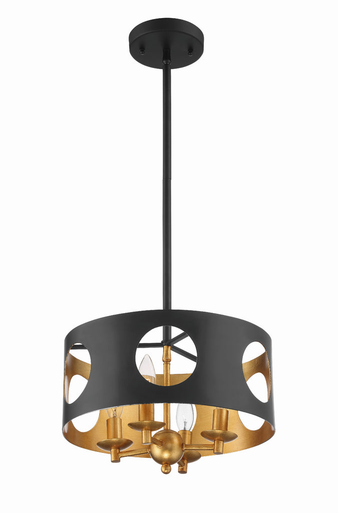 Odelle 4 Light Black + Antique Gold Mini Chandelier Crystorama