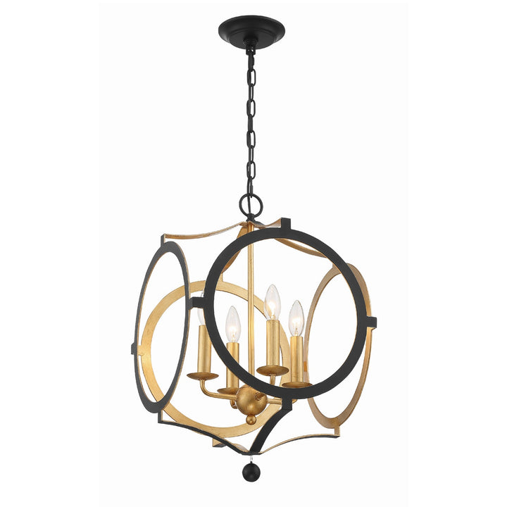 Odelle 4 Light Black + Antique Gold Chandelier Crystorama