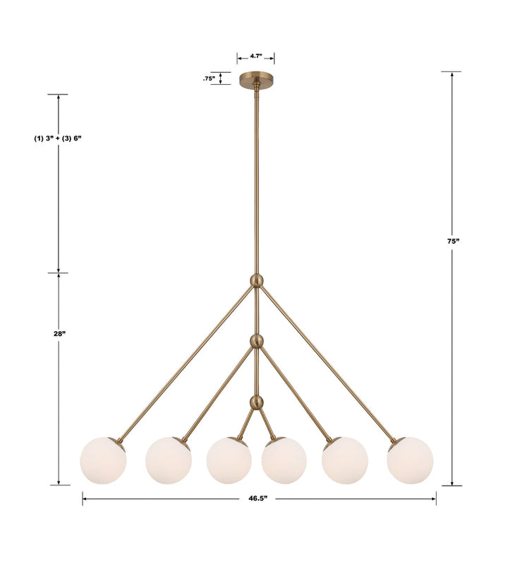 Omni 6 Light Aged Brass Chandelier Crystorama