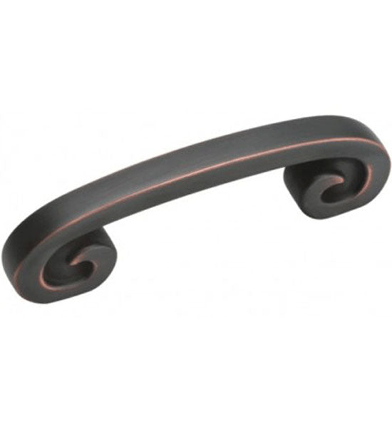 4 Inch Overall (3 Inch c-c) Swirl Cabinet & Furniture Pull COPPER MOUNTAIN HARDWARE