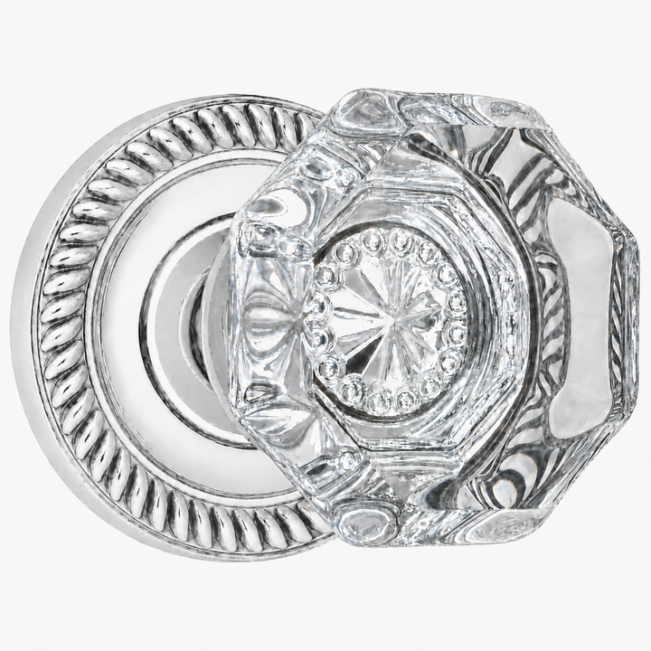 Georgian Roped Rosette Door Sets with Octagon Crystal Door Knobs (Several Finishes Available)