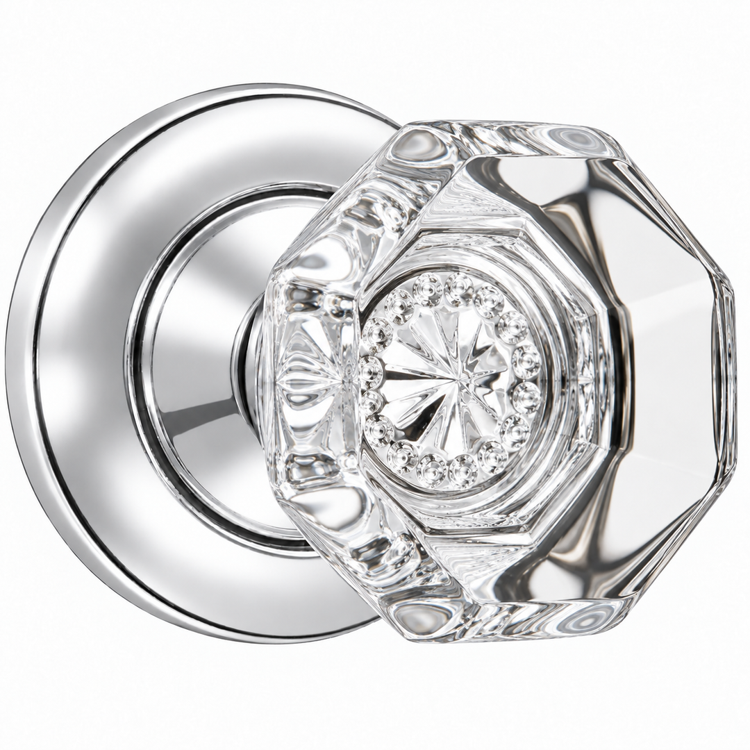 Magnifique® Classic Door Set with Crystal Octagon Knobs (Several Finishes Available)