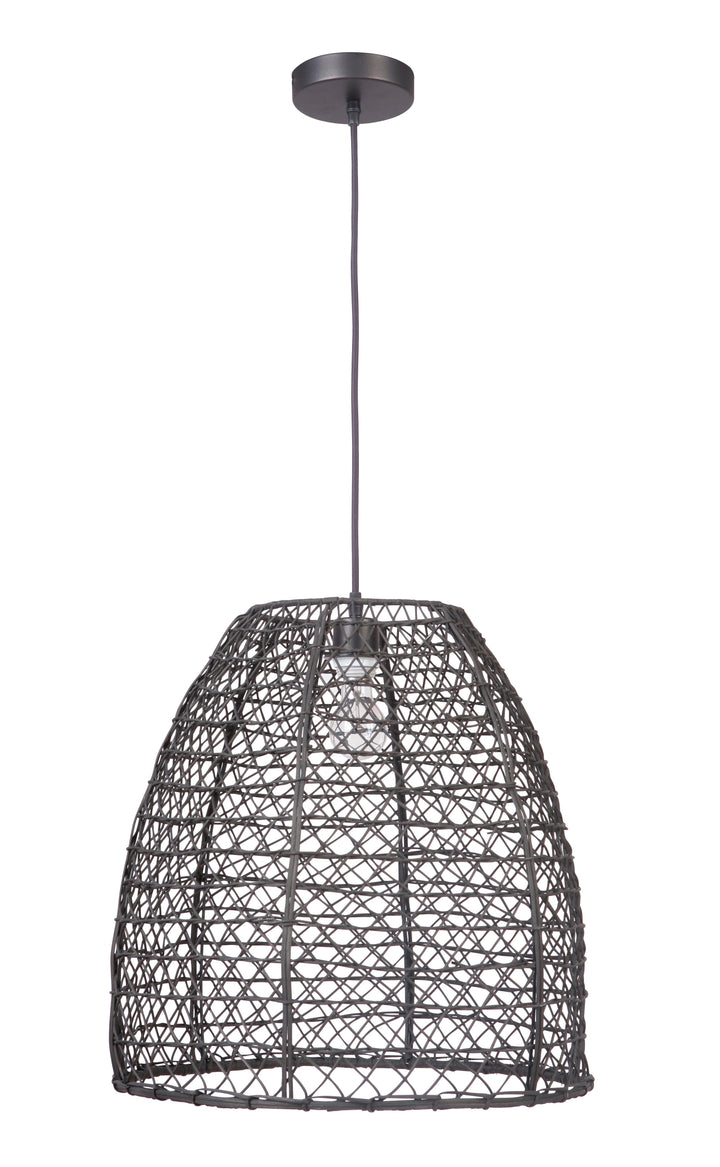 ##Antique Hardware## 1 Light Woven Pendant in Matte Black