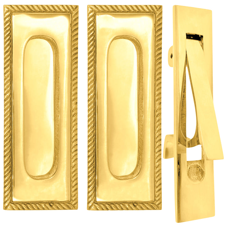 Georgian Rope Rectangular Pocket Door Set (Several Finishes Available)