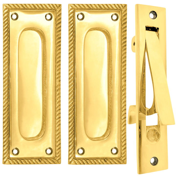 Georgian Rope Rectangular Pocket Door Set (Several Finishes Available)