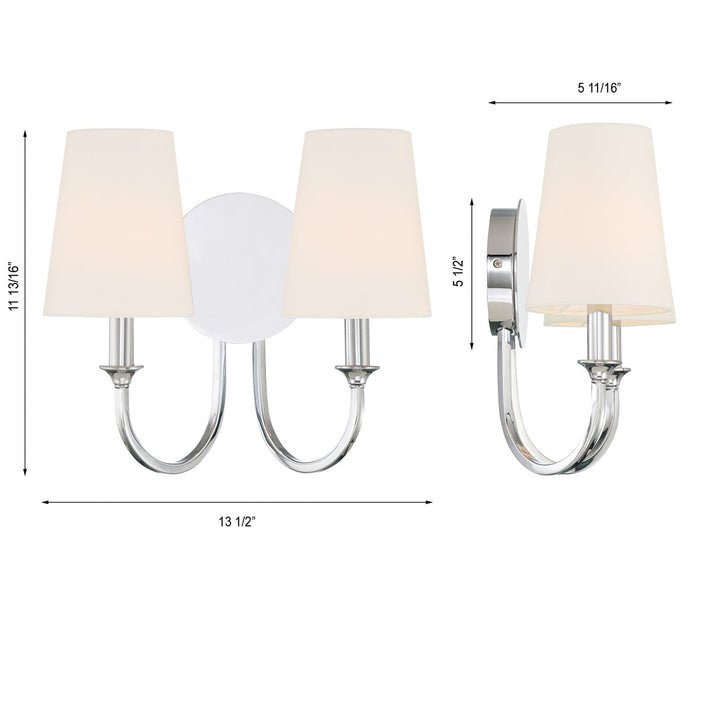 Payton 2 Light Polished Chrome Sconce Crystorama