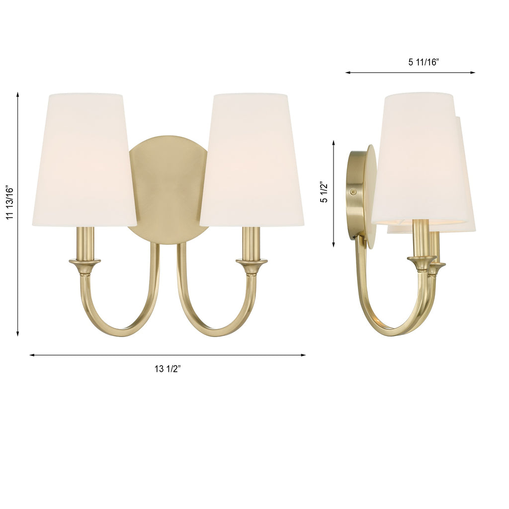 Payton 2 Light Vibrant Gold Sconce Crystorama