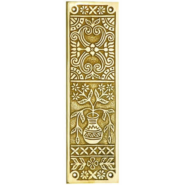 10 Inch Broken Leaf Pattern Solid Brass Push Plate COPPER MOUNTAIN HARDWARE