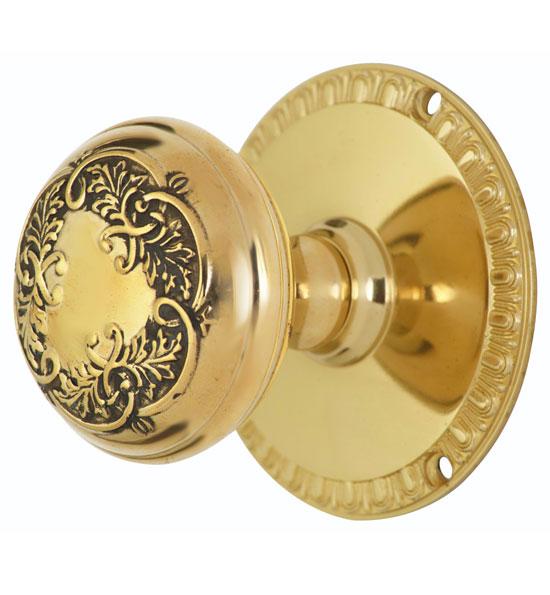 Egg & Dart Rosette Door Set with Floral Leaf Door Knobs (Several Finishes Available) COPPER MOUNTAIN HARDWARE