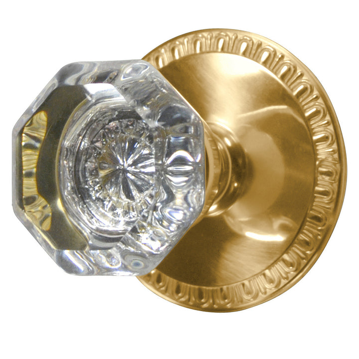 Egg & Dart Rosette Door Set with Octagon Crystal Door Knobs (Several Finishes Available)