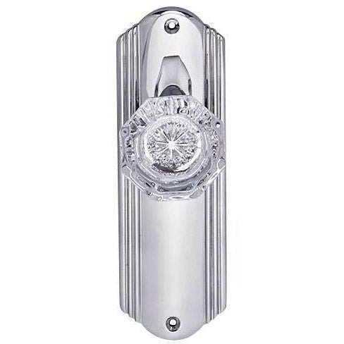 ##Antique Hardware## Art Deco Long Backplate Door Set with Octagon Crystal Door Knobs (Several Finishes Available)