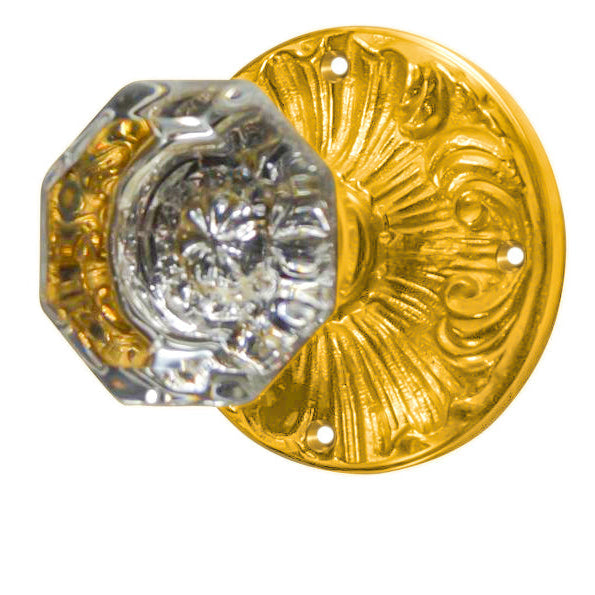Romanesque Octagon Glass Door Knob