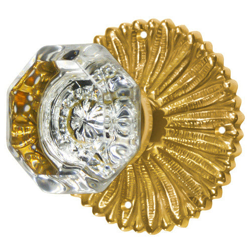 French Provincial Rosette Door Set with Crystal Octagon Door Knobs (Several Finishes Available)